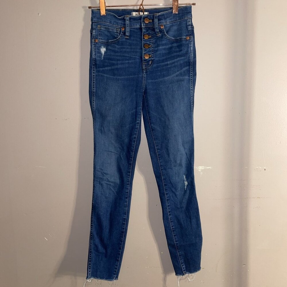 Madewell Jeans 10" High Rise Skinny Womens 25” Stretch Button Fly Frayed Hem